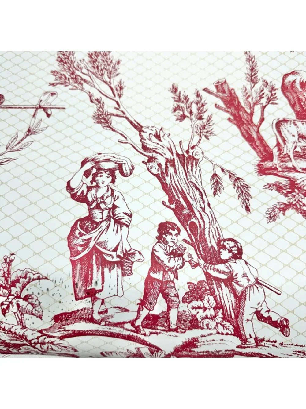Thibaut Red White Toile Wallpaper Rolls 60.75 SF plus Strippable Stain Resistant